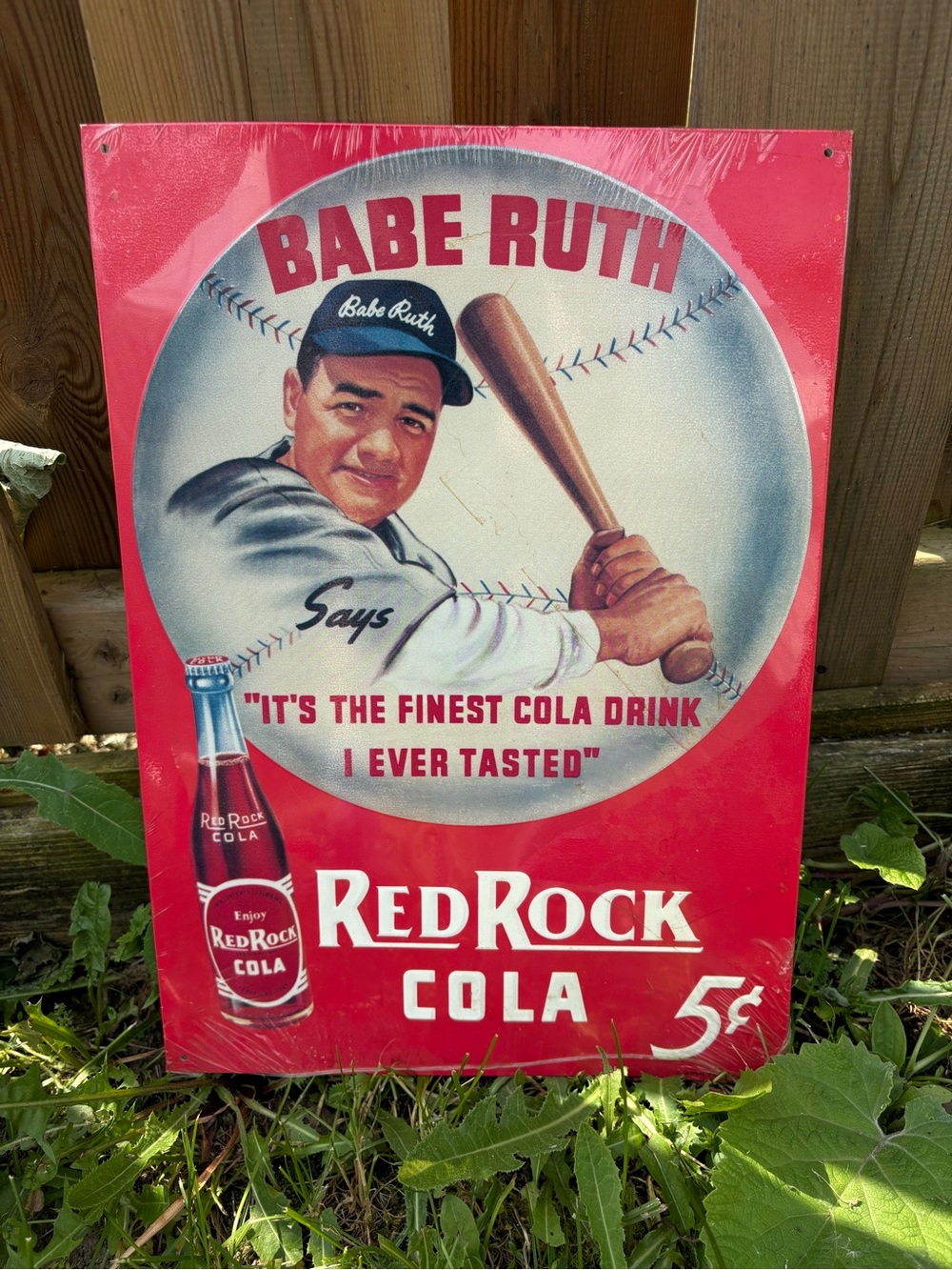 Vintage Babe Ruth Advertising Sign - Red Rock Cola new in plastic